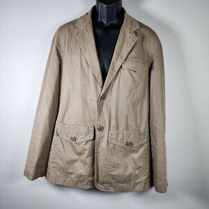 Esprit Cotton Jacket Mens Medium Safari Artsy Preppy Khaki Hipster Cargo Chore